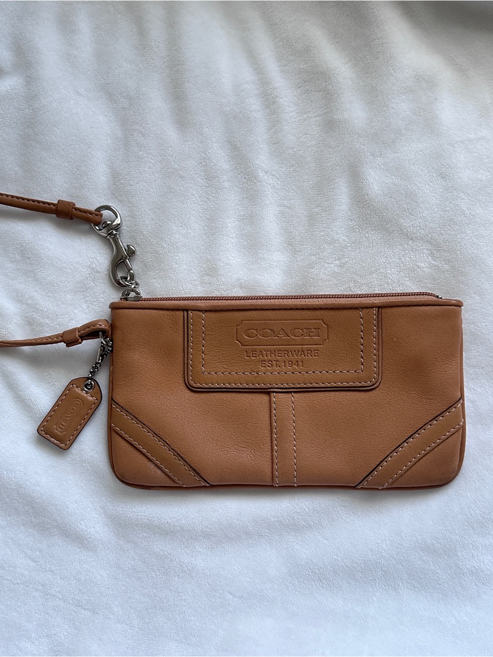 Coach Leather Wristlet Tan